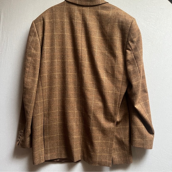 Ermenegildo Zegna Wool Cashmere Plaid Blazer Sz 54 Brown Sport Coat - Picture 2 of 9